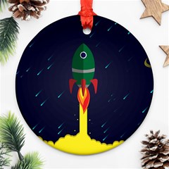 Rocket Halftone Astrology Astronaut Ornament (round) by Sarkoni