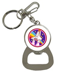 Badge Patch Pink Rainbow Rocket Bottle Opener Key Chain by Sarkoni