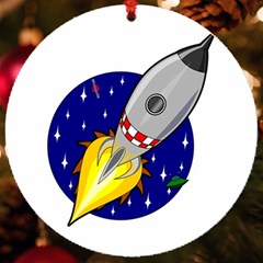 Rocket Ship Launch Vehicle Moon Uv Print Acrylic Ornament Round by Sarkoni