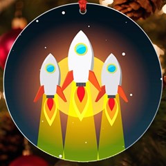 Rocket Take Off Missiles Cosmos Uv Print Acrylic Ornament Round by Sarkoni