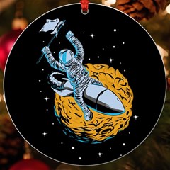 Astronaut Planet Space Science Uv Print Acrylic Ornament Round by Sarkoni