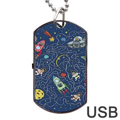 Cat Cosmos Cosmonaut Rocket Dog Tag Usb Flash (one Side) by Grandong