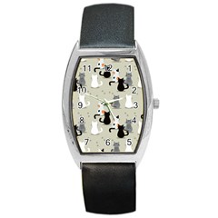 Cute Cat Seamless Pattern Barrel Style Metal Watch by Apen