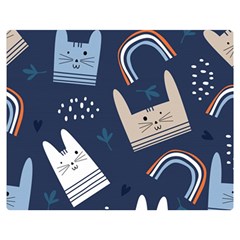 Colorful Cute Cats Seamless Pattern Two Sides Premium Plush Fleece Blanket (medium) by Bedest