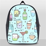 Drinks Cocktails Doodle Coffee School Bag (Large) Front