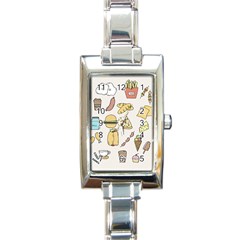 Dinner Meal Food Snack Fast Food Rectangle Italian Charm Watch by Apen