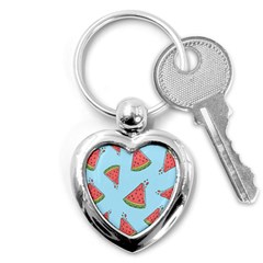 Watermelon Fruit Pattern Tropical Key Chain (heart) by Apen