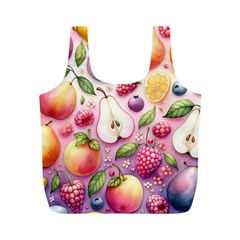 Fruits Apple Strawberry Raspberry Full Print Recycle Bag (m) by Ravend