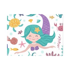 Set Cute Mermaid Seaweeds Marine In Habitants Premium Plush Fleece Blanket (mini) by Bedest