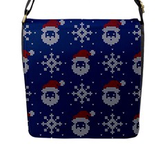 Santa Clauses Wallpaper Flap Closure Messenger Bag (l)