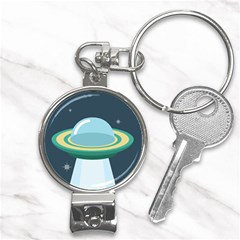 Illustration Ufo Alien  Unidentified Flying Object Nail Clippers Key Chain by Sarkoni