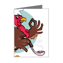 Turkey Chef Cooking Food Cartoon Mini Greeting Card by Sarkoni