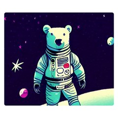 Bear Astronaut Futuristic Premium Plush Fleece Blanket (small) by Bedest