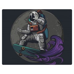 Illustration Astronaut Cosmonaut Paying Skateboard Sport Space With Astronaut Suit Two Sides Premium Plush Fleece Blanket (medium) by Ndabl3x