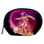 Astronaut Spacesuit Standing Surfboard Surfing Milky Way Stars Accessory Pouch (Medium) Front