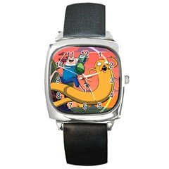 Finn And Jake Adventure Time Bmo Cartoon Square Metal Watch by Bedest