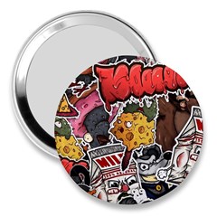 Stickerbomb Crazy Graffiti Graphite Monster 3  Handbag Mirrors by Bedest