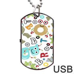 Seamless Pattern Vector With Funny Robots Cartoon Dog Tag Usb Flash (one Side) by Hannah976