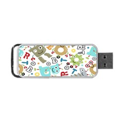 Seamless Pattern Vector With Funny Robots Cartoon Portable Usb Flash (two Sides) by Hannah976