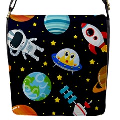 Space Seamless Pattern Illustration Flap Closure Messenger Bag (s)