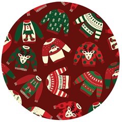 Ugly Sweater Wrapping Paper Wooden Bottle Opener (round) by artworkshop