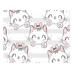 Cat With Bow Pattern Two Sides Premium Plush Fleece Blanket (large) by Hannah976