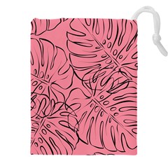 Pink Monstera Drawstring Pouch (5xl) by ConteMonfrey