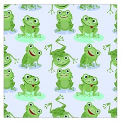 Cute Green Frogs Seamless Pattern Square Satin Scarf (36  X 36 ) by Ravend