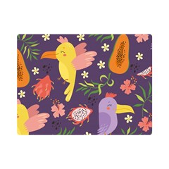 Exotic Seamless Pattern With Parrots Fruits Premium Plush Fleece Blanket (mini) by Ravend