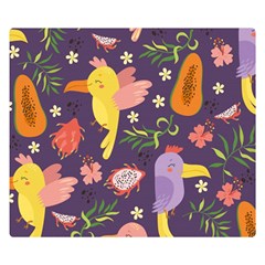 Exotic Seamless Pattern With Parrots Fruits Premium Plush Fleece Blanket (small) by Ravend