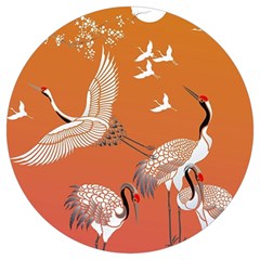 Japanese Crane Painting Of Birds Round Trivet by Cendanart