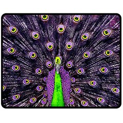 Peacock Bird Color Fleece Blanket (medium) by Cendanart