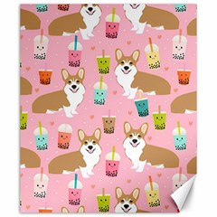 Corgi Bubble Boba Tea Pink Pattern Canvas 20  X 24  by Cendanart