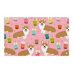 Corgi Bubble Boba Tea Pink Pattern Banner And Sign 5  X 3  by Cendanart