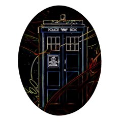 Tardis Doctor Who Magic Travel Macine Fantasy Oval Glass Fridge Magnet (4 Pack) by Cendanart