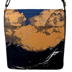 Wave Aesthetic Ocean Retro Sea Vintage Flap Closure Messenger Bag (s) by Cendanart