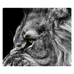 Angry Male Lion Roar Wild Animal Premium Plush Fleece Blanket (small) by Cendanart