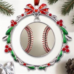 Baseball Metal X mas Wreath Ribbon Ornament by Ket1n9