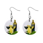 White Wine Red Wine The Bottle Mini Button Earrings Front