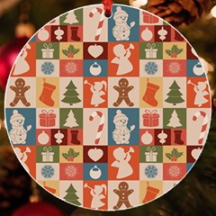 Cute Christmas Seamless Pattern Vector  - Uv Print Acrylic Ornament Round by Ket1n9