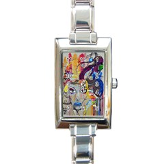 Graffiti Mural Street Art Painting Rectangle Italian Charm Watch by Ket1n9