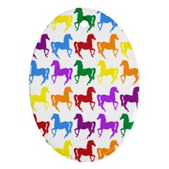 Colorful Horse Background Wallpaper Oval Ornament (two Sides)