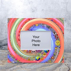 Swirl Vortex Emoji Cyclone Motion White Tabletop Photo Frame 4 x6  by Paksenen