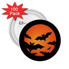 Halloween Bats Moon Full Moon 2 25  Buttons (100 Pack)  by Cendanart