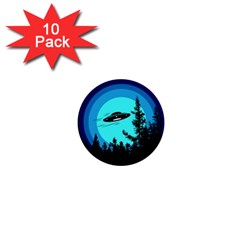 Ufo Alien Night Sky Night 1  Mini Buttons (10 Pack)  by Cendanart