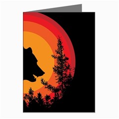 Forest Bear Silhouette Sunset Greeting Cards (pkg Of 8) by Cendanart