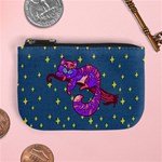 Stars Dark Steel Blue Cats Mini Coin Purse Front