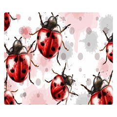 Ladybugs Pattern Texture Watercolor Premium Plush Fleece Blanket (small) by Bedest