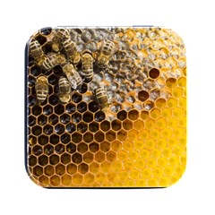 Honeycomb With Bees Square Metal Box (black) by Bedest