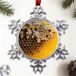 Honeycomb With Bees Metal Large Snowflake Ornament Front